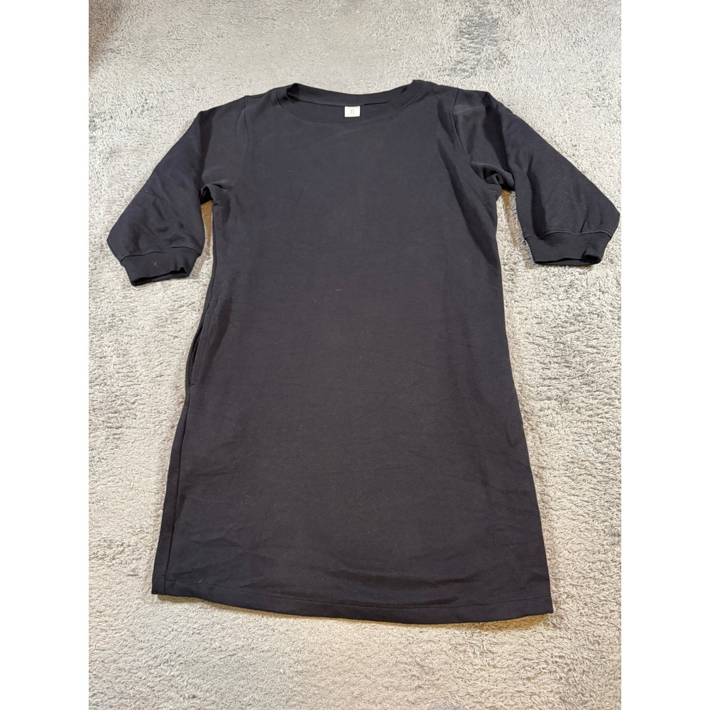 Amazon Essentials Women Sweatshirt Dress Medium Black Cotton Blend Pockets